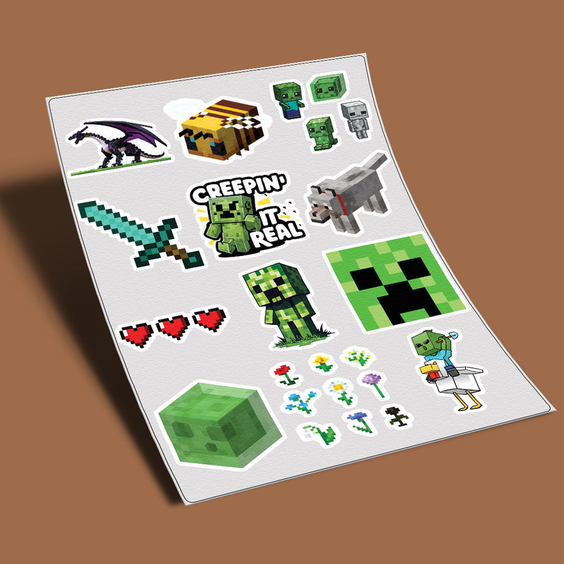 استیکر لپ تاپ طرح ماینکرفت کد minecraft-111 مجموعه 12 عددی