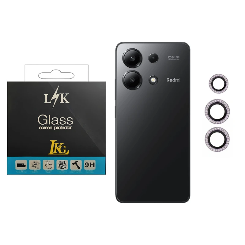 محافظ لنز دوربین ال کا جی مدل نگین دار مناسب برای گوشی موبایل شیائومی Redmi Note 13 4G 