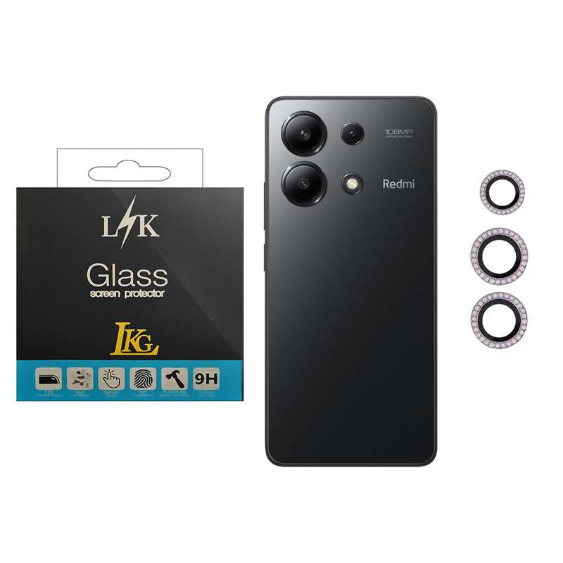 محافظ لنز دوربین ال کا جی مدل نگین دار مناسب برای گوشی موبایل شیائومی Redmi Note 13 4G