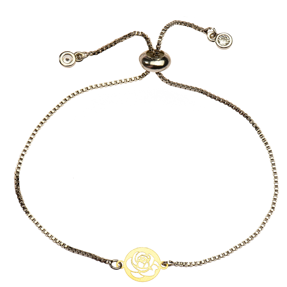 دستبند طلا 18 عیار دخترانه کرابو طرح گل رز مدل Krd1108