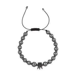 دستبند مردانه باتی طرح تاج مدل سنگ طبیعی کد bt01