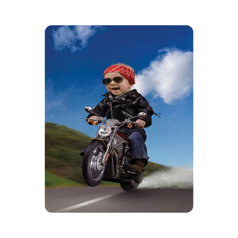 ماوس پد اطلس آبی طرح پسر بچه موتور سوار  مدل T6851