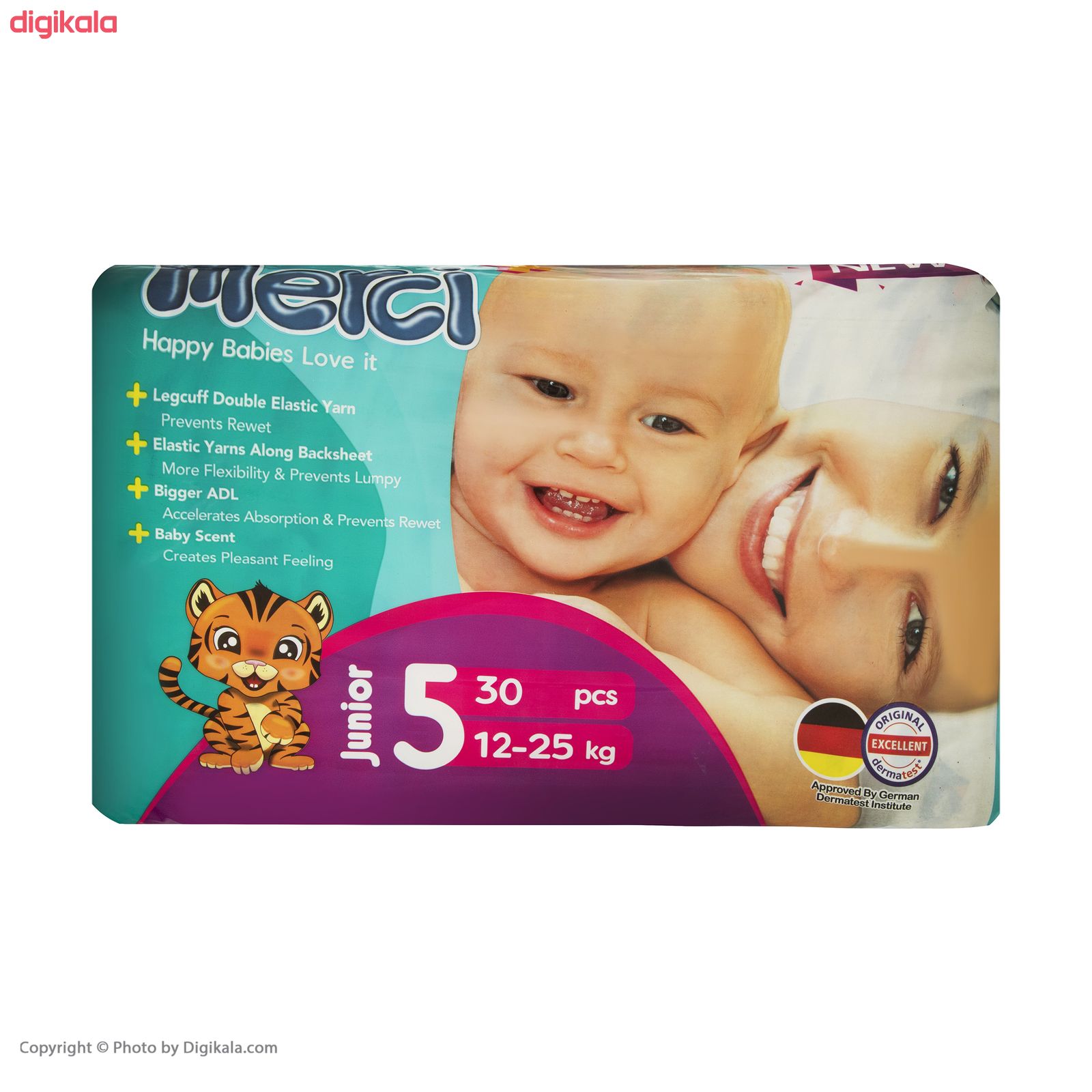 مشخصات قیمت و خرید پوشک بچه مرسی کد 001 سایز 5 بسته 30 عددی به همراه دستمال مرطوب دیجی کالا