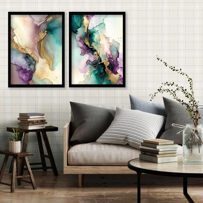 تابلو صبا طرح مدل دکوراتیو انتزاعی کد 149 مجموعه 2 عددی