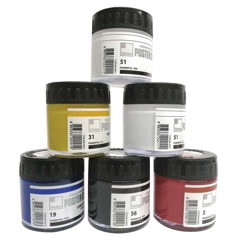 گواش 5 رنگ شین هان مدل poster color کد sh210T بسته 6 عددی