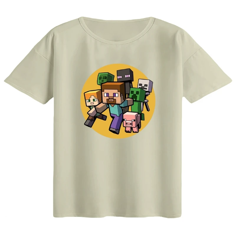 تی‌شرت اورسایز آستین کوتاه زنانه مدل باکسی طرح ماینکرفت کد18