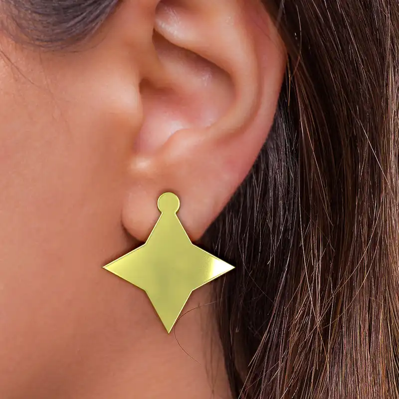 گوشواره طلا 18 عیار زنانه مدوپد مدل ستاره کد GA1-15414