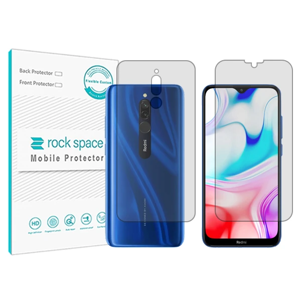 محافظ صفحه نمایش شفاف راک اسپیس مدل HyGEL مناسب برای گوشی موبایل شیائومی Redmi 8  به همراه محافظ پشت
