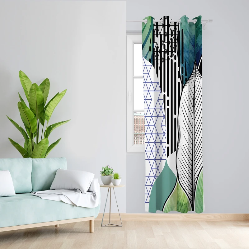 پرده طرح برگ مدل مخمل پانچی کد L 1000R L Z سایز 140x200 سانتی متر