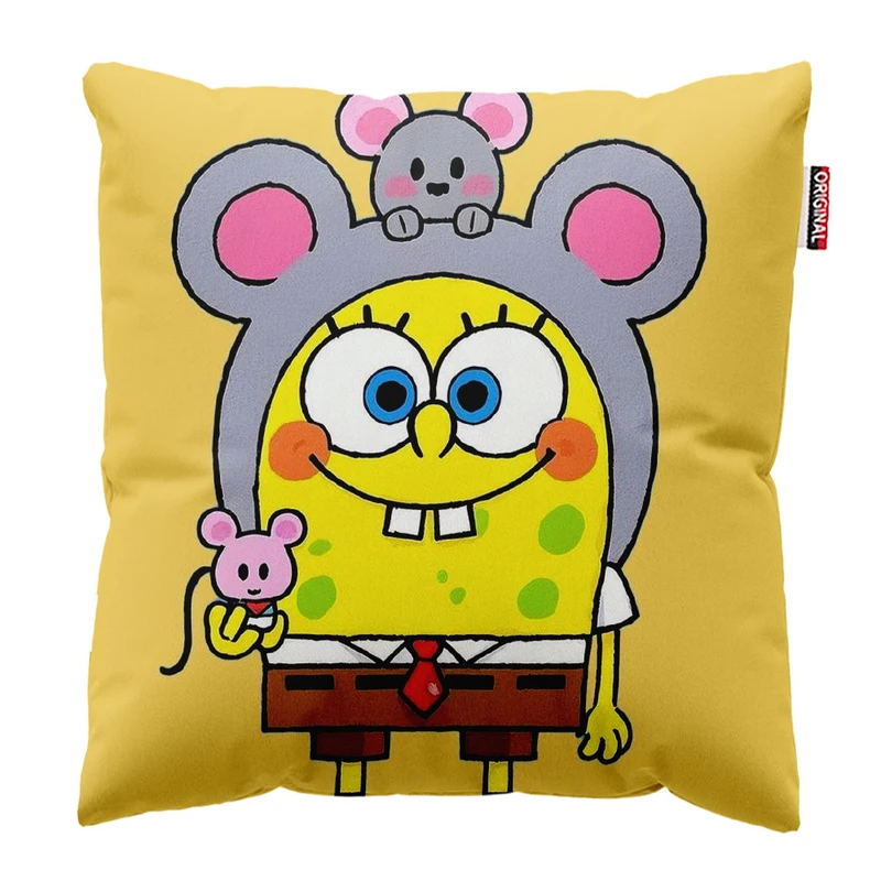  کوسن پاد آفرین طرح باب اسفنجی کد 1972 سایز 30*30 سانتی متر