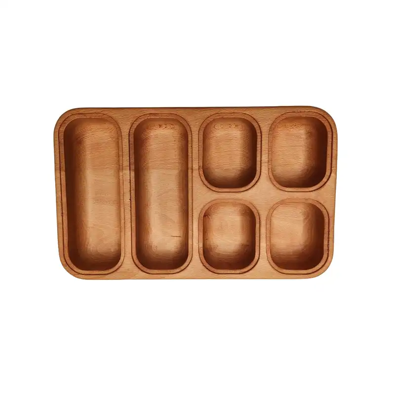 ظرف چوبی گردوچ مدل  6 خونه درب دار کد LT - 2112