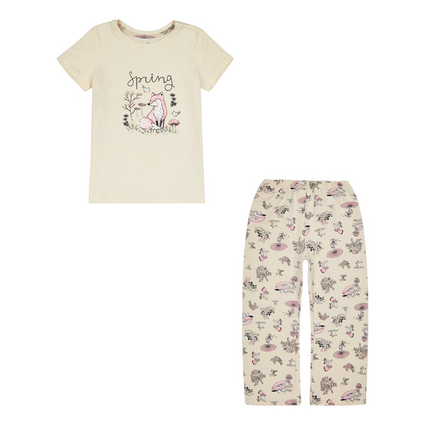 ست تی شرت و شلوار دخترانه ناربن مدل 1183 رنگ زرد روشن