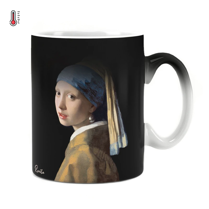 ماگ حرارتی راویتا مدل دختری با گوشواره های مروارید کد 3553