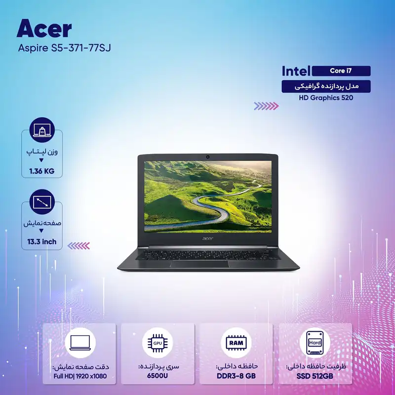 لپ تاپ 13 اینچی ایسر مدل Aspire S5-371-77SJ