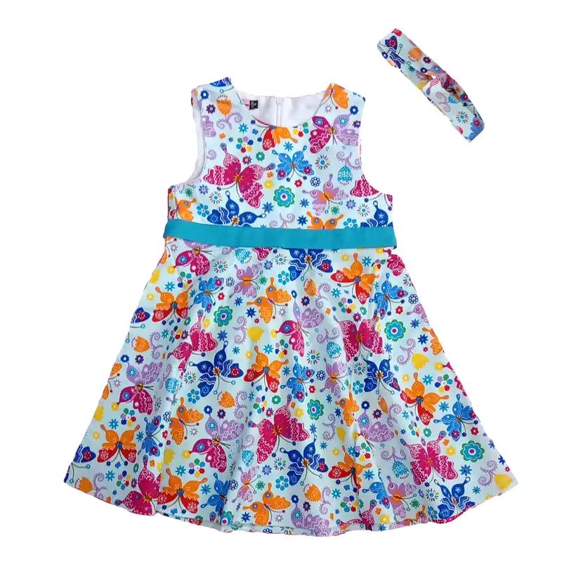 ست پیراهن و هدبند دخترانه مدل پروانه کد 3