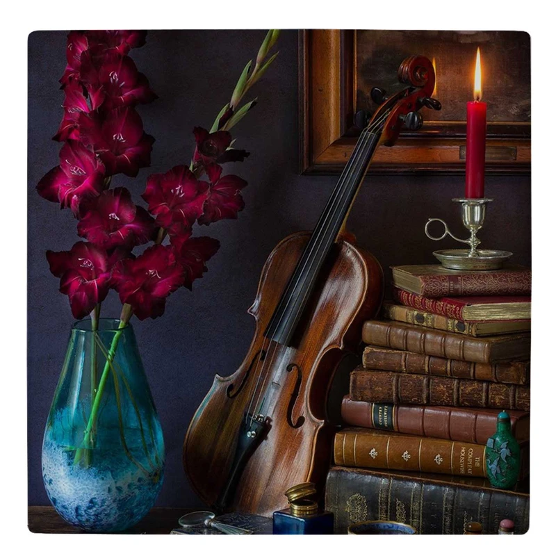  زیر لیوانی  طرح شمع و ویولن و گلدان گل بلوری کد    5122033_3876