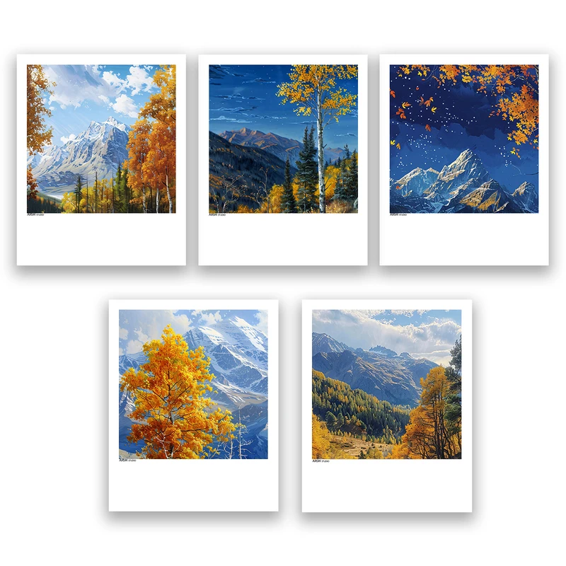 آویز تزیینی عرش مدل فانتزی منظره پاییزی کد Asa1169 مجموعه پنج عددی