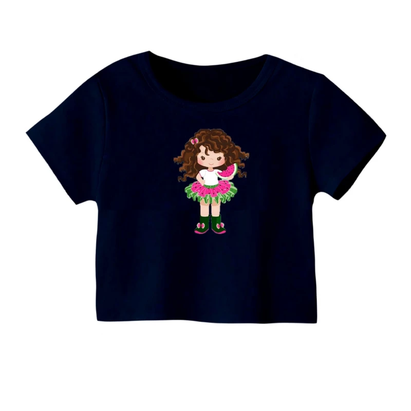 کراپ‌ تی‌شرت آستین کوتاه زنانه مدل دخترک یلدایی کد 1