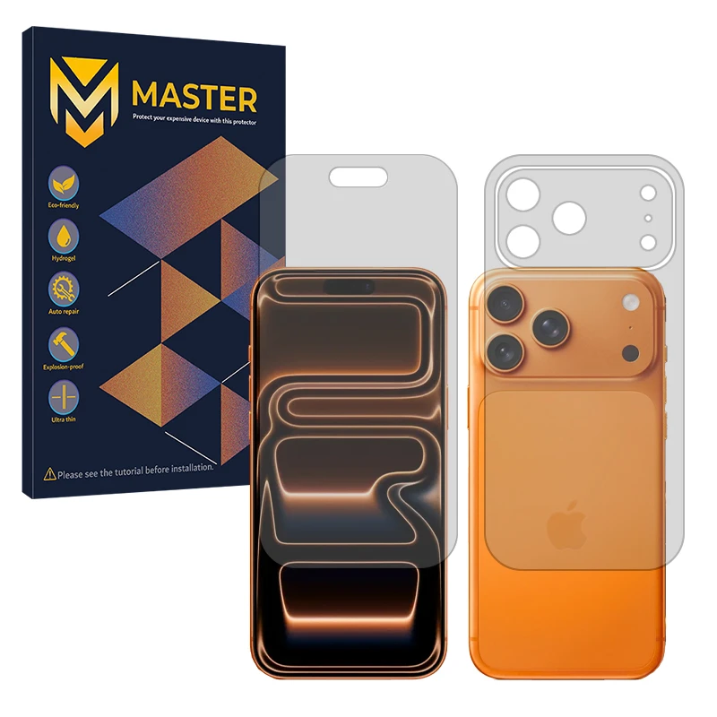 محافظ صفحه نمایش شفاف مستر مدل Resistant مناسب برای گوشی موبایل اپل iPhone 17 Pro به همراه محافظ پشت گوشی موبایل 