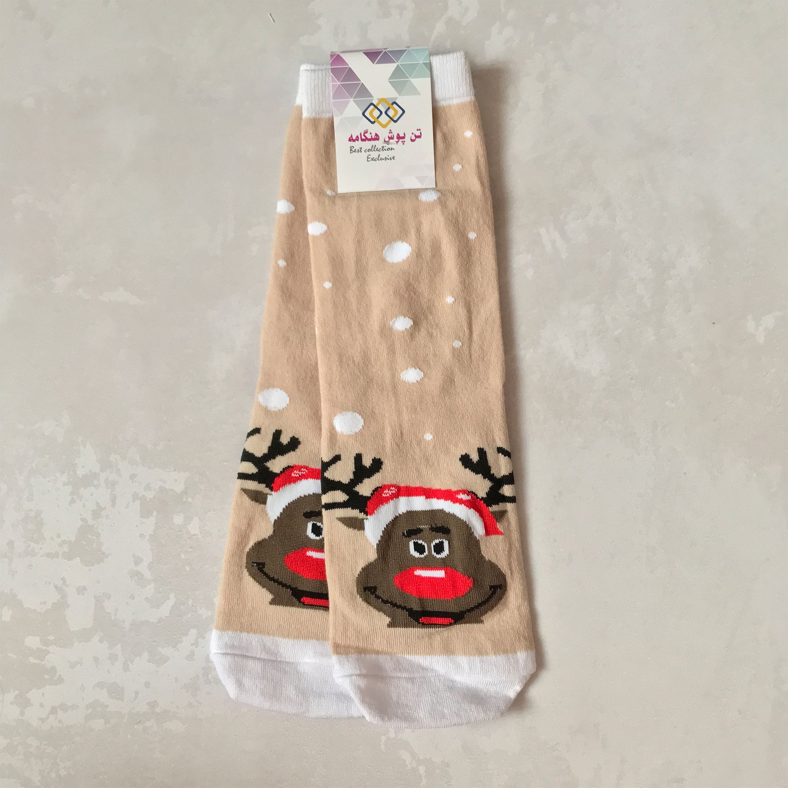 جوراب زنانه تن پوش هنگامه مدل کریسمسی گوزن کد K01 -  - 2