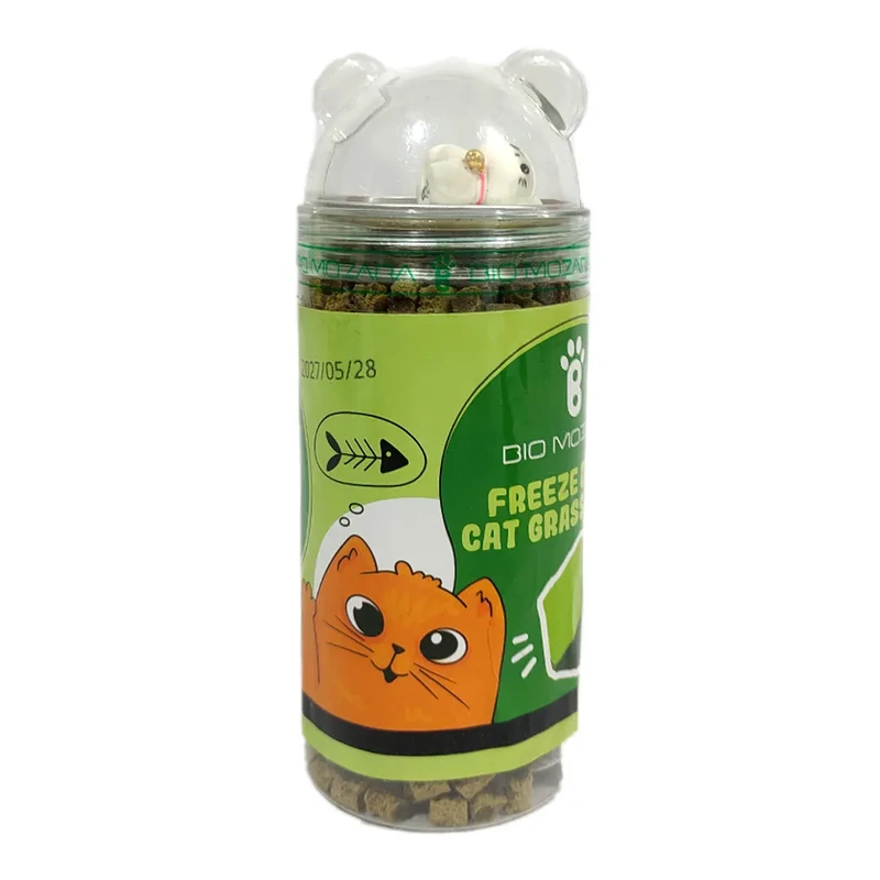 تشویقی گربه بیوموزارا مدل 01  طعم تکه های خشک چمن وزن 300 گرم