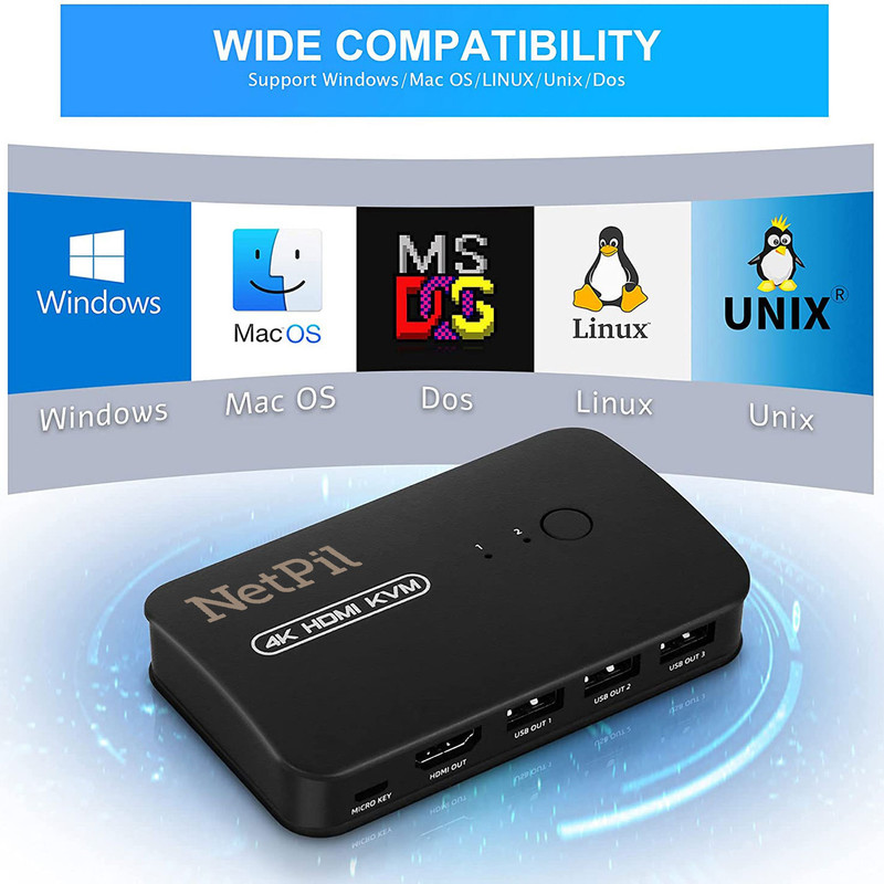 سوییچ دو پورت HDMI KVM  نت پیل  مدل HK201 3