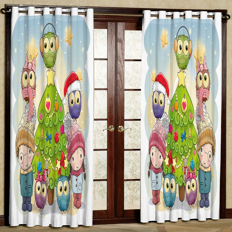 پرده مدل طرح دار دختر و پسر مخمل پانچی کد 1085 سایز 140x280 سانتی متر