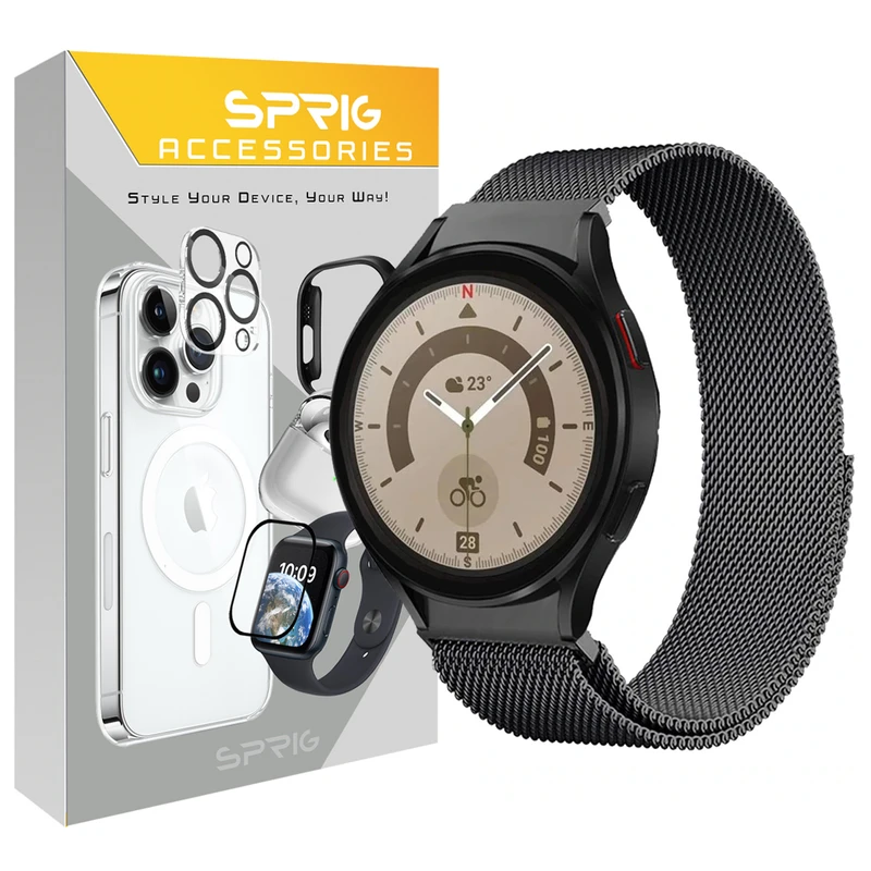 بند اسپریگ مدل Milanese مناسب برای ساعت هوشمند سامسونگ Galaxy Watch 5 Pro 45mm