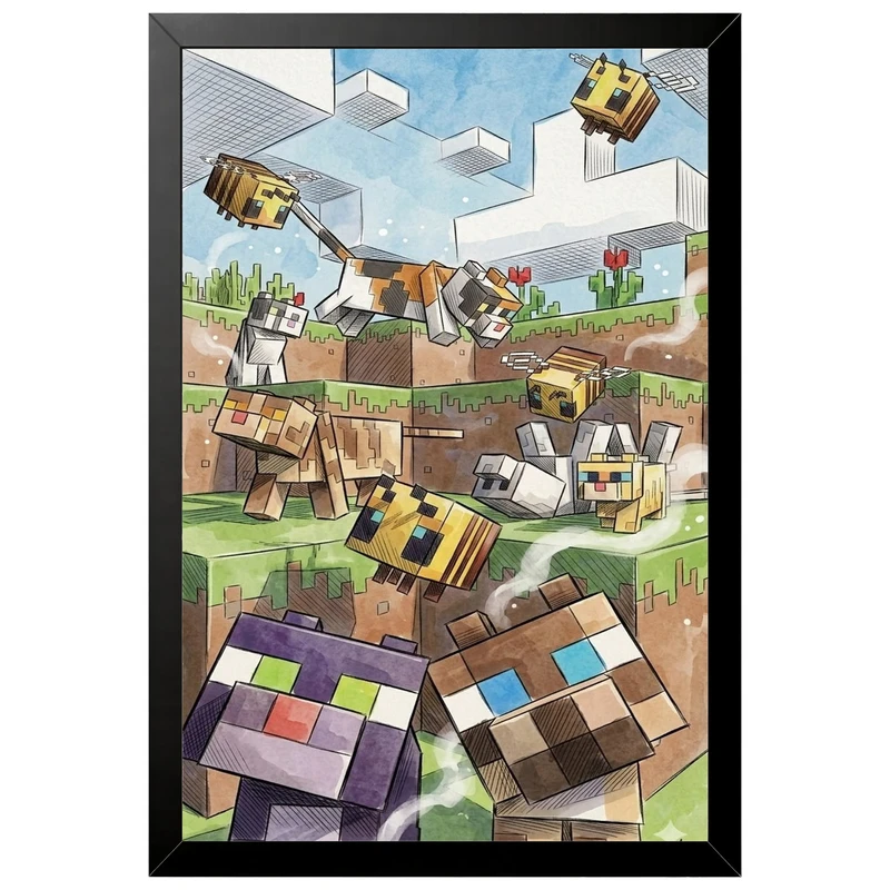 تابلو بکلیت طرح گیمینگ ماینکرفت Minecraft مدل B-po2324 فریم مشکی
