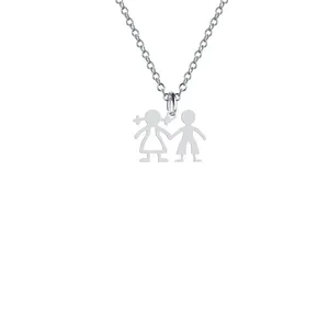 گردنبند نقره زنانه هایکا مدل آدمک دختر و پسر کد n.ha2-642