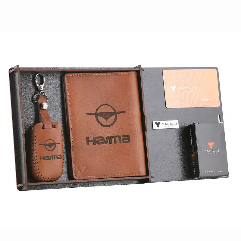 ست هدیه چرم یلسان مدل HAIMA کد SET-300-20-GS