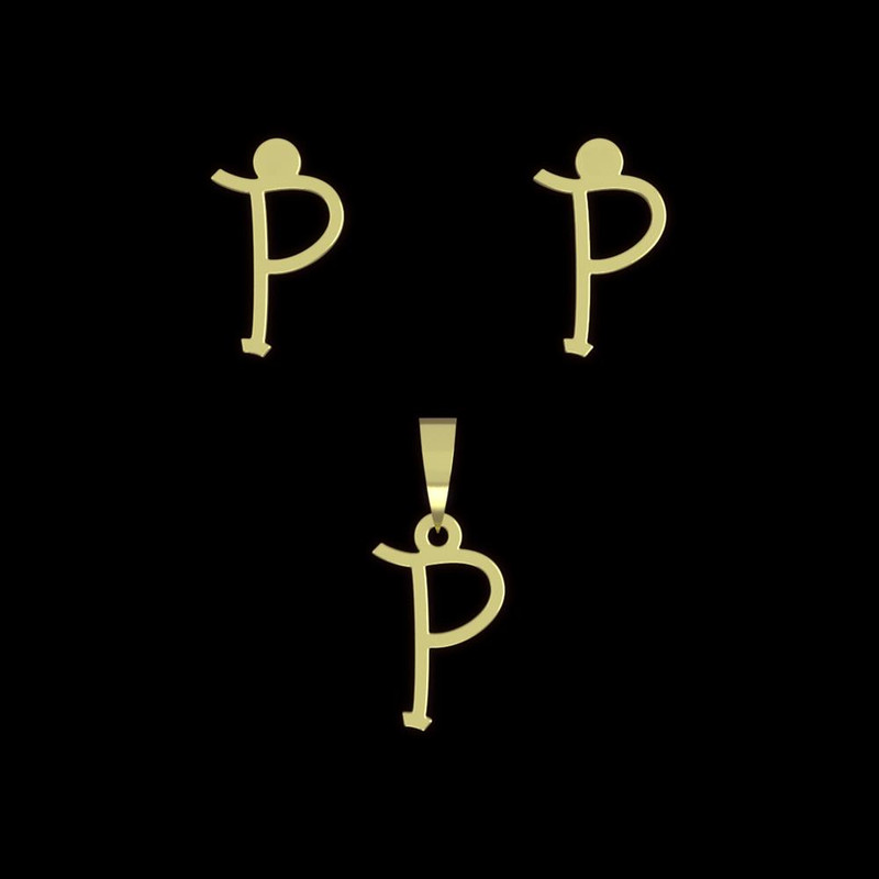 نیم ست طلا 18 عیار زنانه مدوپد مدل حرف P کد NA17032