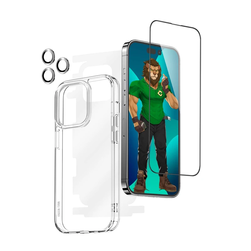 محافظ صفحه نمایش گرین مدل 4in1 مناسب برای گوشی موبایل اپل iPhone 14 Pro Max به همراه محافظ پشت گوشی و محافظ لنز و کاور