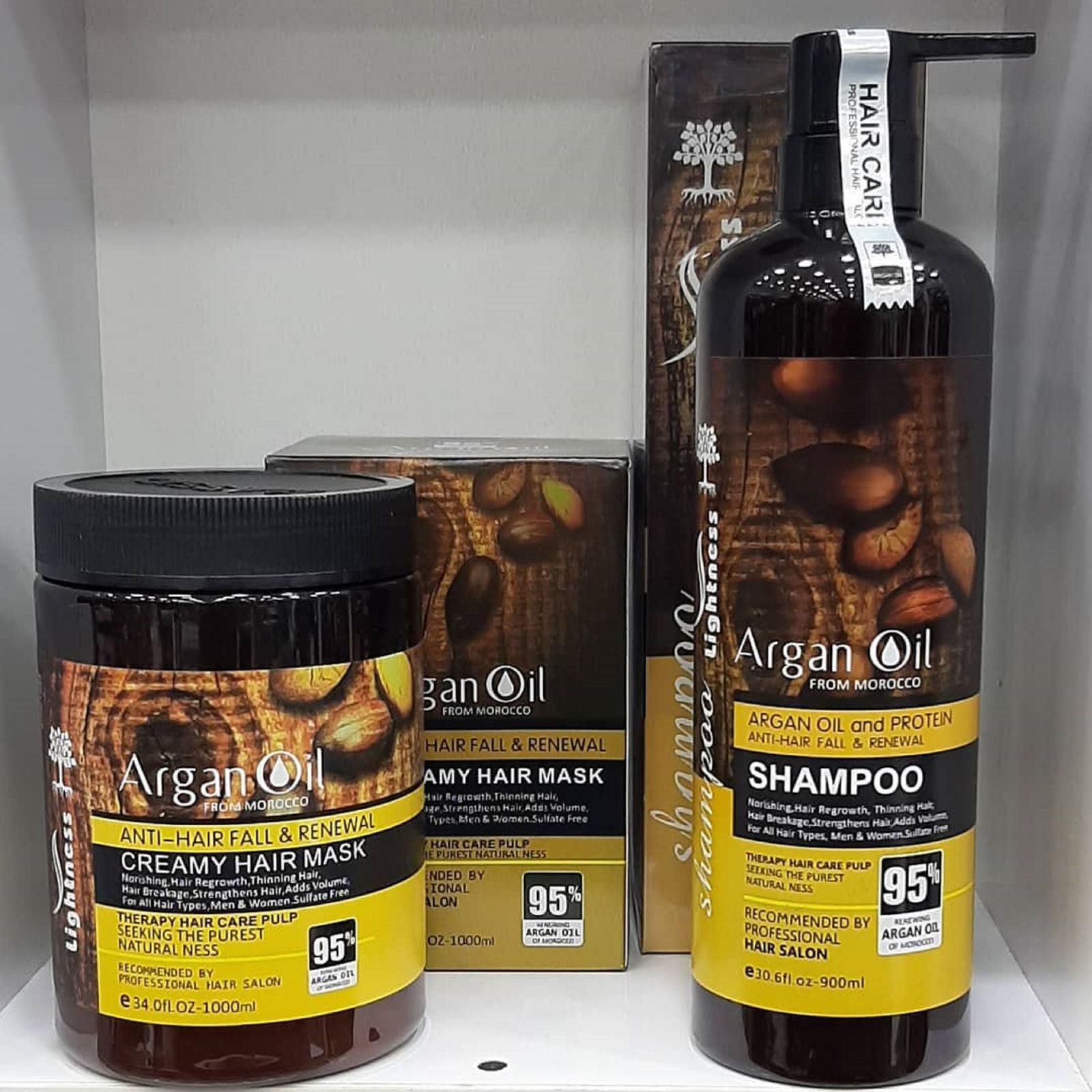 شامپو تقویت‌کننده و ترمیم کننده مو لایتنس مدل argan حجم 900 میلی‌لیتر به همراه ماسک مو لایتنس مدل argan oil حجم 1000 میلی‌لیتر -  - 2