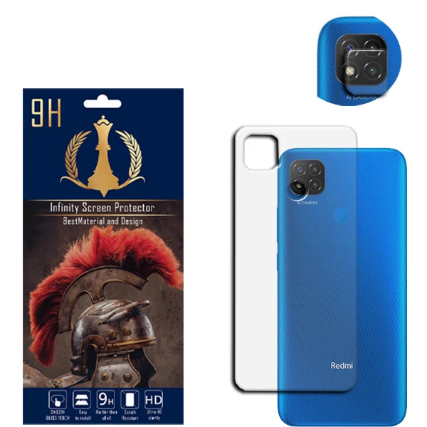 محافظ لنز دوربین اینفینیتی مدل 9C مناسب برای گوشی موبایل شیائومی REDMI 9C به همراه محافظ پشت گوشی