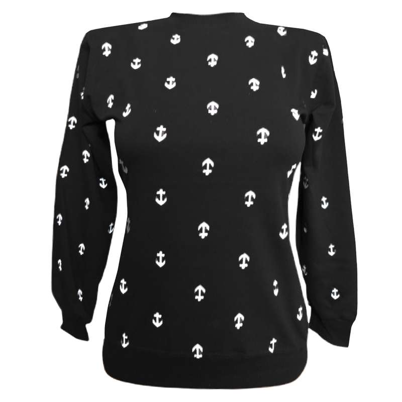 سویشرت زنانه مدل لنگر کد 0086 رنگ مشکی