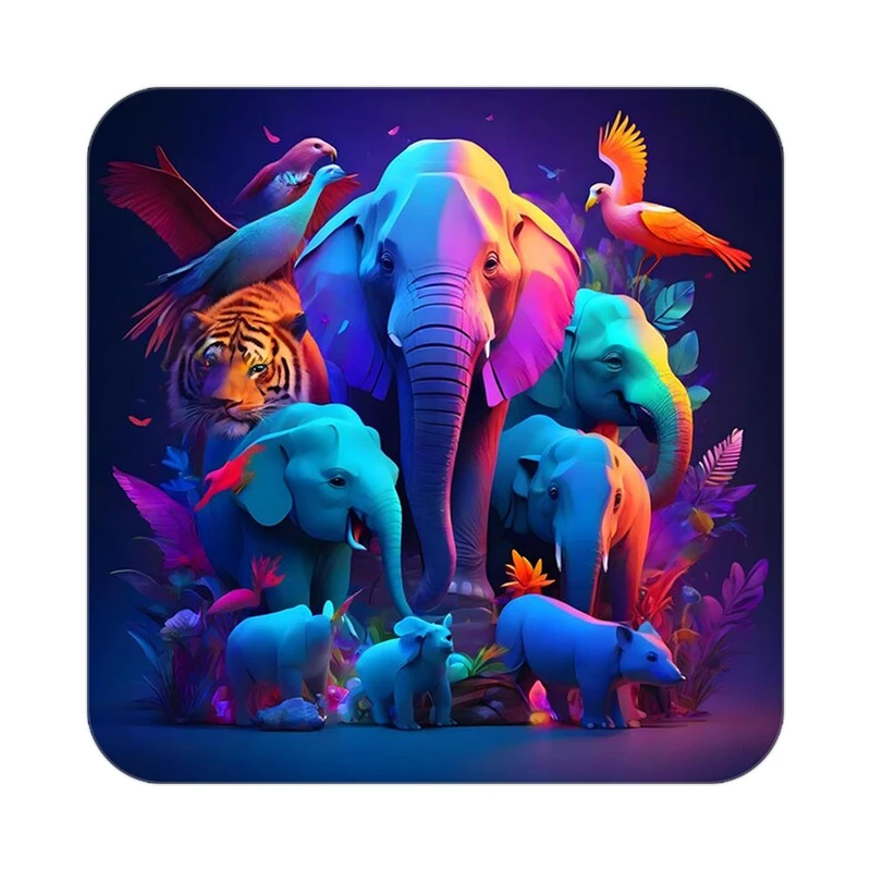 زیر لیوانی کاکتی طرح حیوانات رنگی مدل mp26173