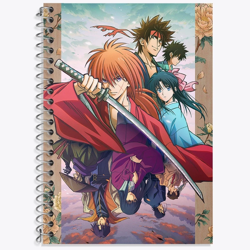 دفتر زبان 50 برگ خندالو مدل دو خط طرح انیمه رورونی کنشین کد 34904