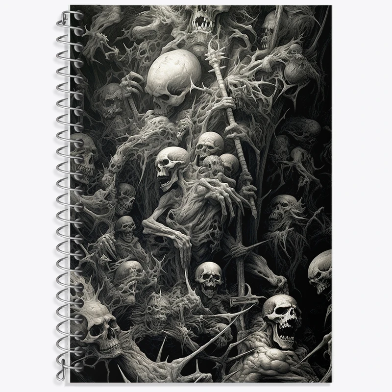 دفتر زبان 50 برگ خندالو مدل دو خط طرح اسکلت (Skeleton) کد F1204