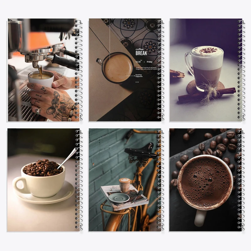 دفتر مشق 50 برگ خندالو طرح قهوه (Coffee) کد 944 مجموعه 6 عددی