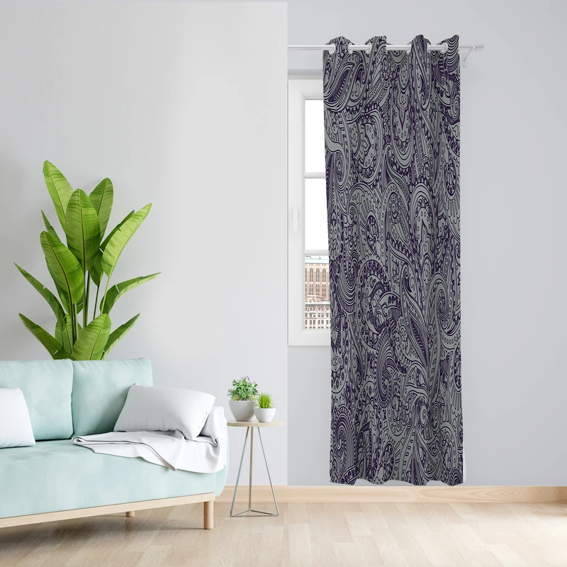 پرده طرح بته جقه مدل مخمل پانچی کد  L 178 Z سایز 140x200 سانتی متر