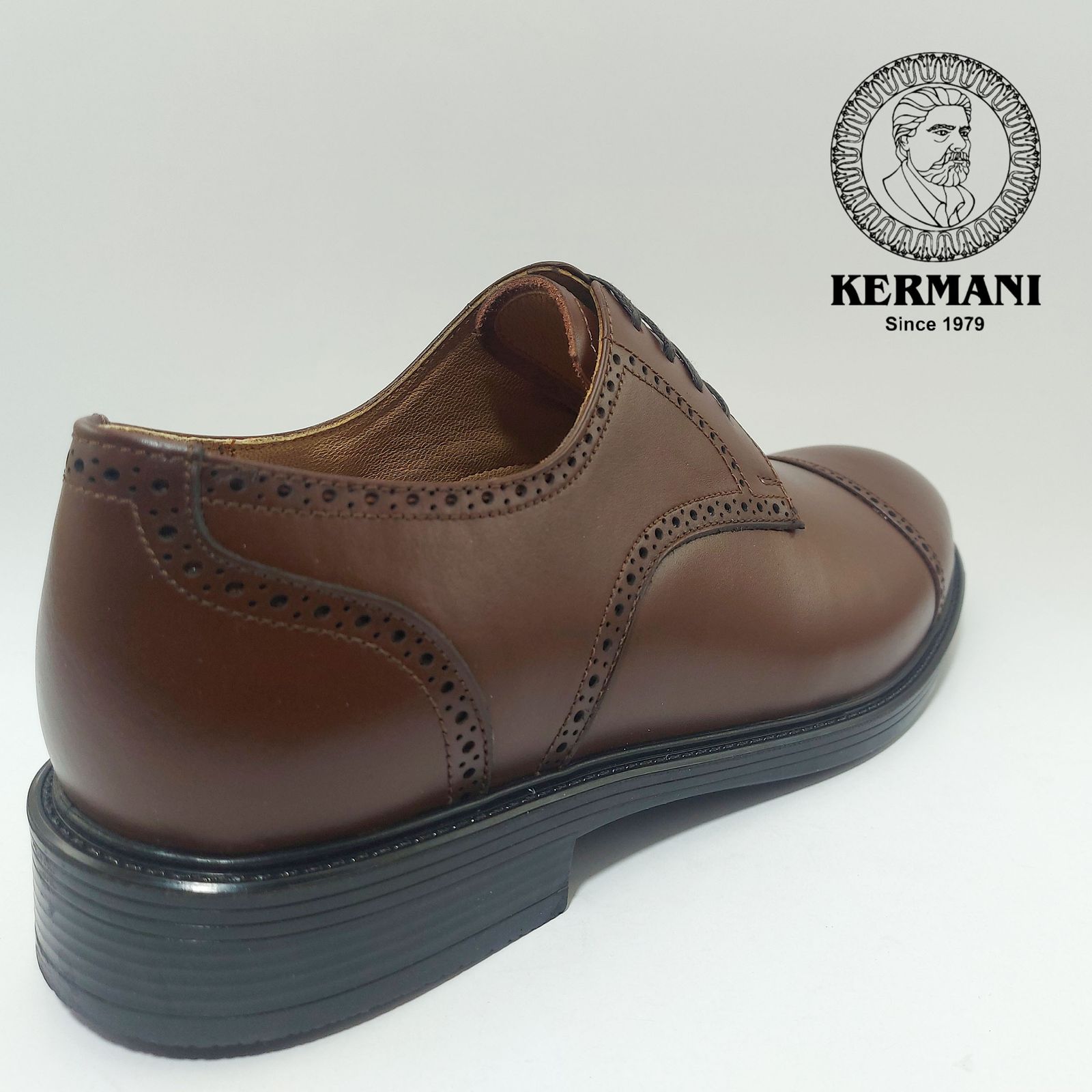 کفش مردانه کرمانی مدل چرم دستدوز طبیعی بِرِت کد 1062 رنگ قهوه ای -  - 5