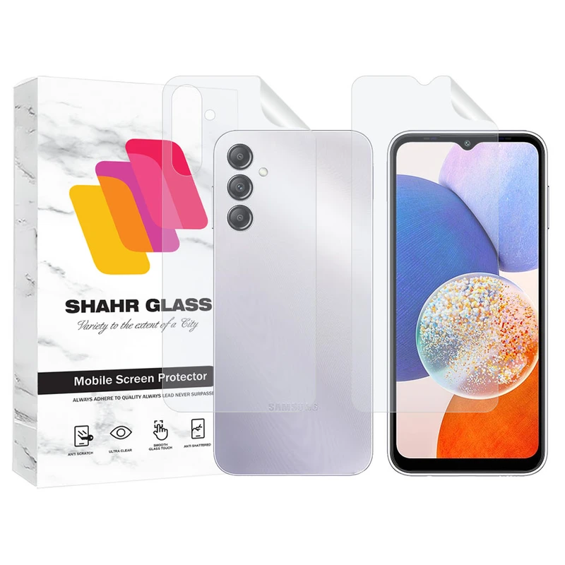 محافظ صفحه نمایش شهر گلس مدل MTNANFBSH مناسب برای گوشی موبایل سامسونگ Galaxy A14 5G به همراه محافظ پشت گوشی