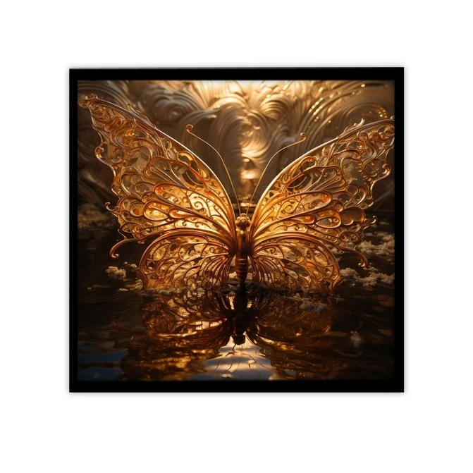 تابلو نوری بکلیت طرح پروانه طلاکوب مدل B-MID-19529