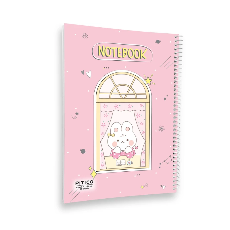 دفتر مشق 60 برگ پیتیکو مدل مجلد طرح خرگوش کیوت کد 362