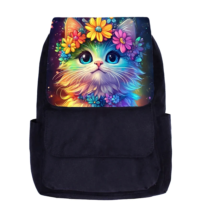 کوله پشتی مدرسه مدل فانتزی طرح گربه کد K057