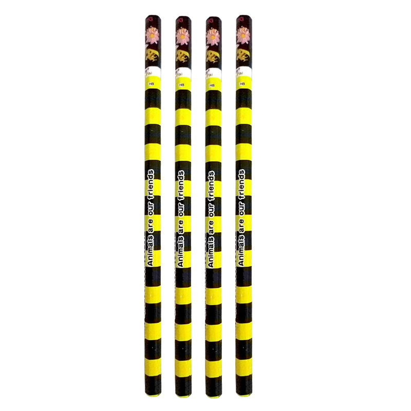 مداد مشکی مدل باغ وحش طرح زنبور کد ZB-05 بسته 4 عددی