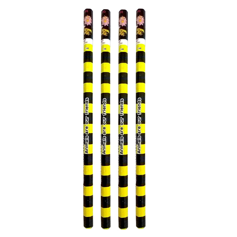 مداد مشکی مدل باغ وحش طرح زنبور کد ZB-05 بسته 4 عددی
