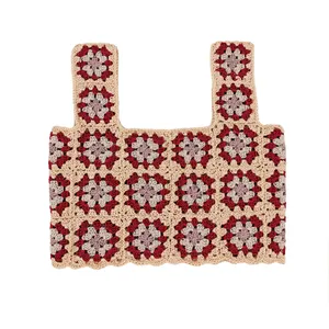 تاپ دستبافت زنانه مدل موتیفی کد 001