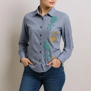 شومیز آستین بلند یقه برگردان زنانه مدل 112407